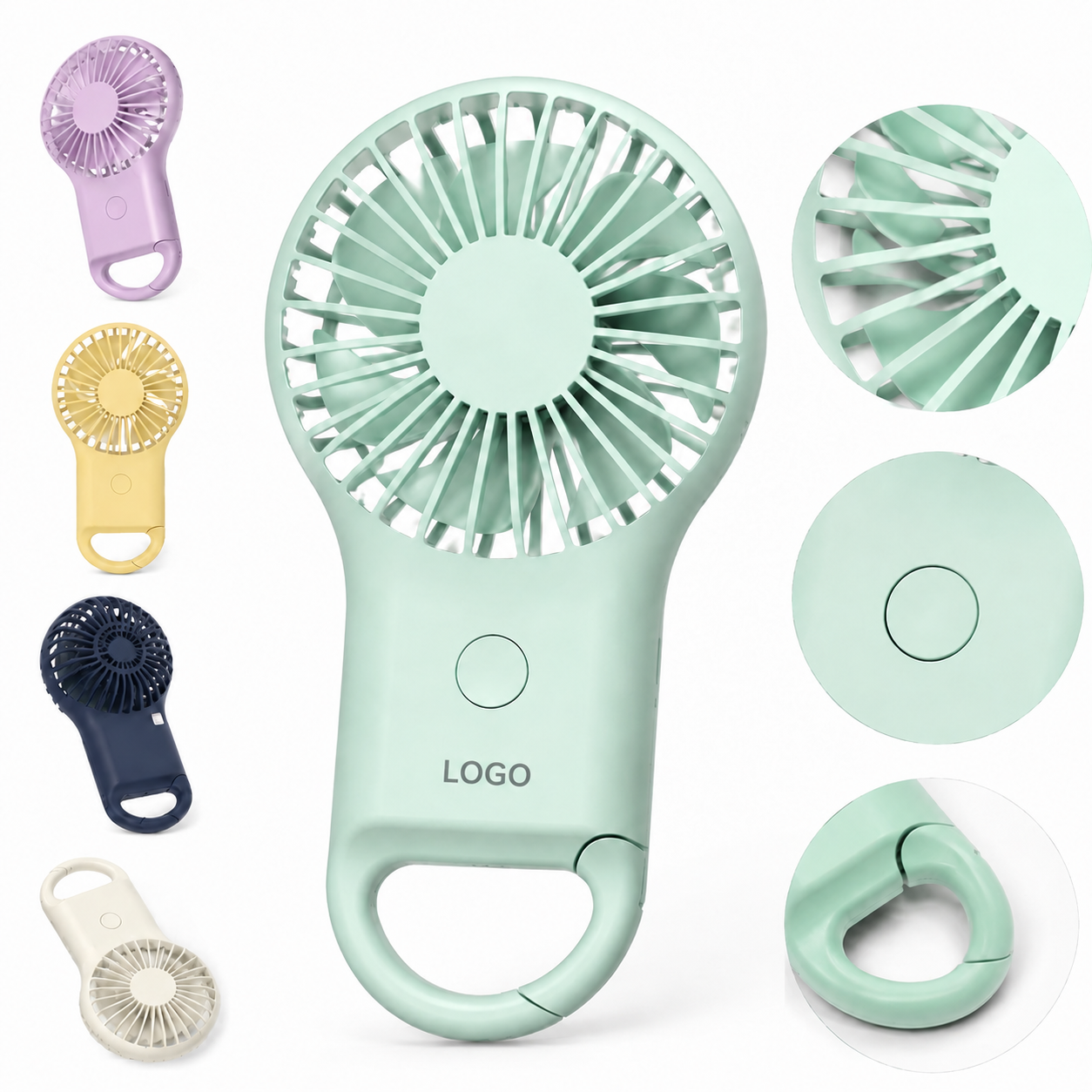 Multi-Speed Portable Handheld Fan with Integrated Carabiner Clip