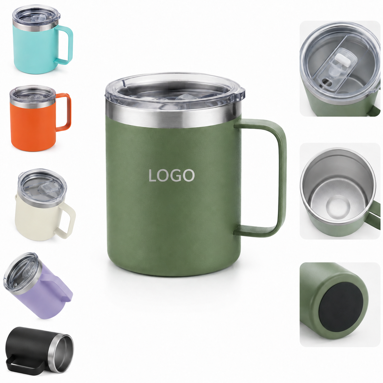 12 oz. Double-Wall Vacuum Insulated Stainless Steel Camping Mug with Handle