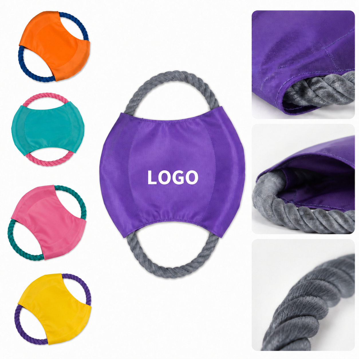 Dual-Handle Braided Rope and Durable Fabric Pet Interaction Toy