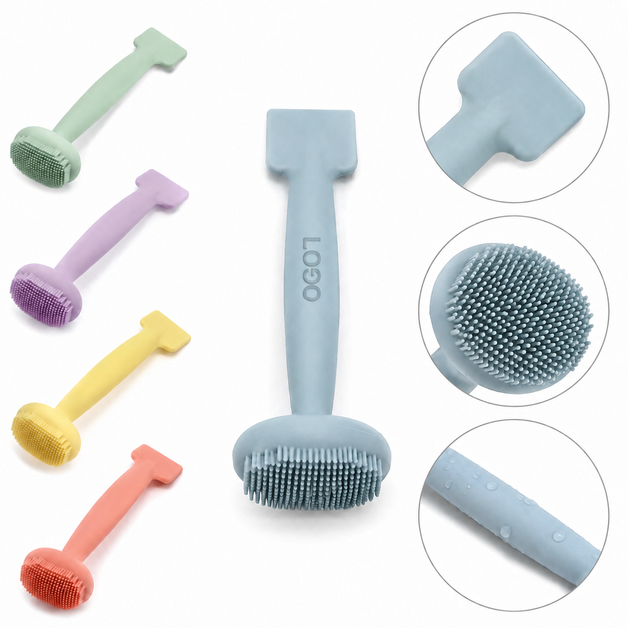 Dual-Ended Flexible Silicone Skincare Brush and Spatula Applicator