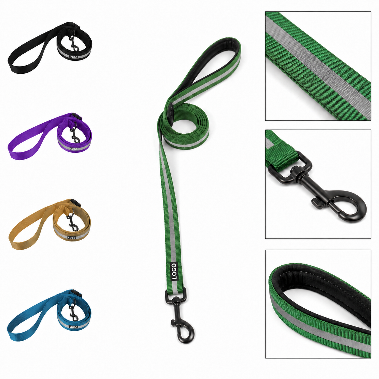 Durable High-Visibility Reflective Pet Leash with Padded Handle