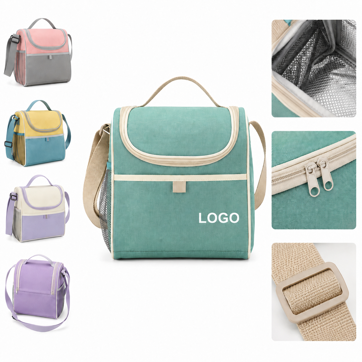 9-Can Capacity Insulated Daily Thermal Lunch Bag with Shoulder Strap