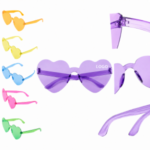Rimless Heart-Shaped Fashion Sunglasses with UV400 Protection