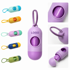 Portable Capsule Pet Waste Bag Dispenser with Integrated Clip