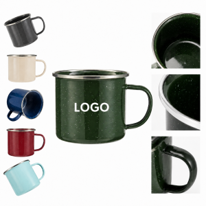 16 oz. Enamel-Style Speckled Metal Camping Mug with Ergonomic C-Handle